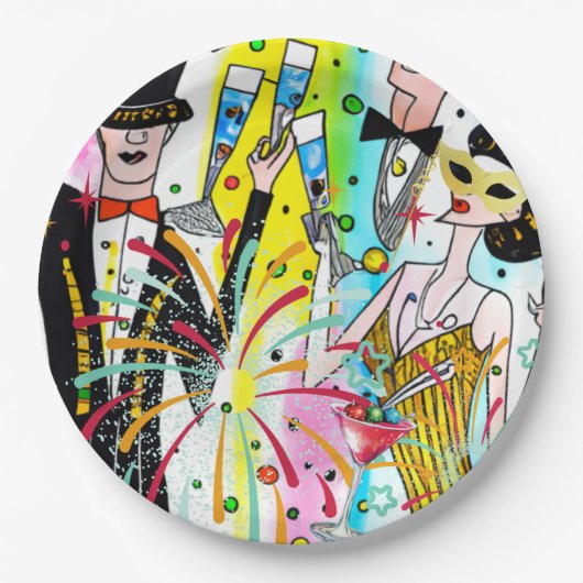 新年のパーティー ペーパープレート (正面)