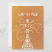 新年のパーティー ワインボトル お祝い 招待状 (裏面)