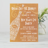 新年のパーティー ワインボトル お祝い 招待状 (スタンド正面)