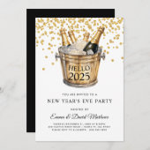 新年のパーティー Hello 2025 招待状 (正面/裏面)