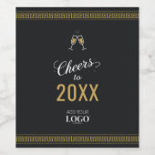 新年のビジネスのロゴブラックと金ゴールドへの応援 ワインラベル (シングルラベル)