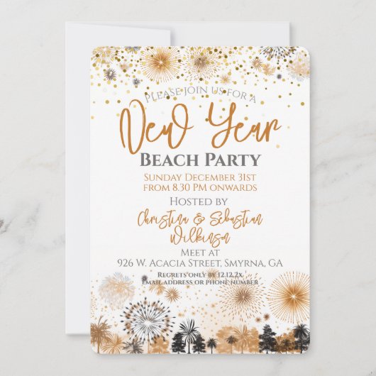 新年のビーチパーティー 招待状 (正面)