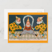 新年のピエロとクローバー ポストカード (正面/裏面)