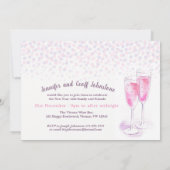 新年のピンクのシャンパングラスに応援を言う 招待状 (裏面)