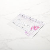 新年のピンクのシャンパングラスに応援を言う 箔シーズンポストカード (回転した状態)