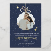 新年のフォイルグリーティングカード 写真のオーナメント付き 箔シーズンカード (正面)