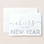 新年のフォトスクリプトシンプルへの応援モダン 箔カード (封筒付き正面)