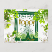 新年のフローラ緑はがき ポストカード (正面)