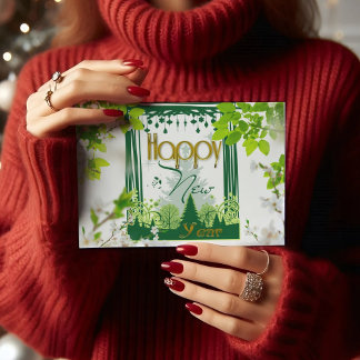 新年のフローラ緑はがき ポストカード