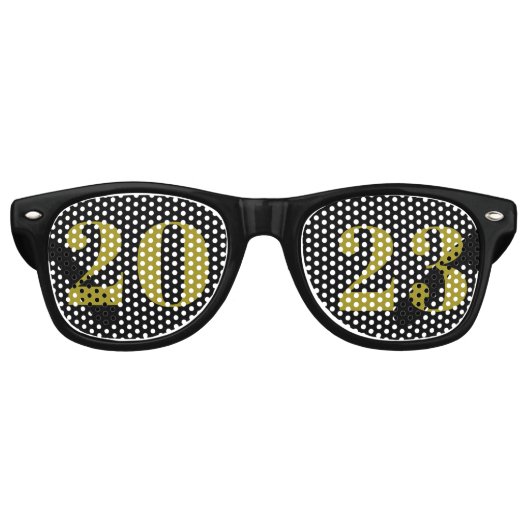 新年のブラック&金ゴールドパーティーサングラス レトロサングラス (正面)