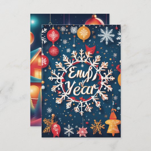 新年のプリントカード サンキューカード (正面/裏面)