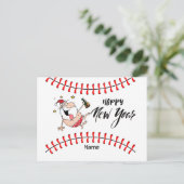 新年のホリを迎えるサンタ付きおもしろい野球 シーズンポストカード (スタンド正面)