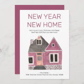 新年のホームピンクハウス引っ越しのお知らせ シーズンカード (正面/裏面)