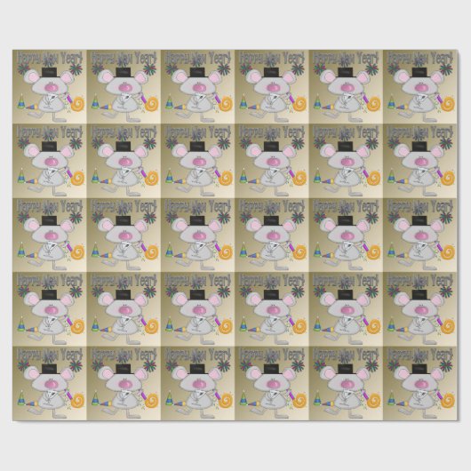 新年のマウスの包装紙 ラッピングペーパー (フラット)