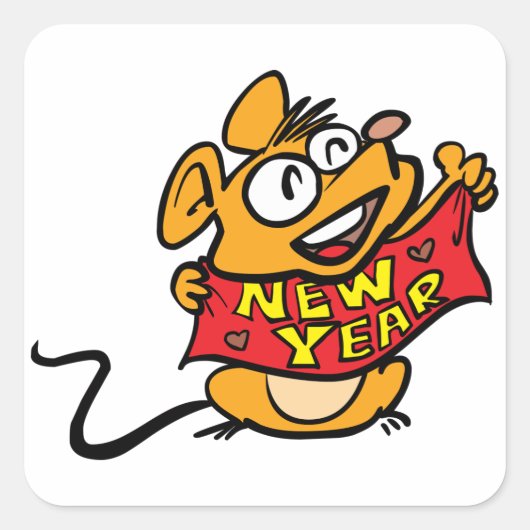 新年のマウス スクエアシール (正面)