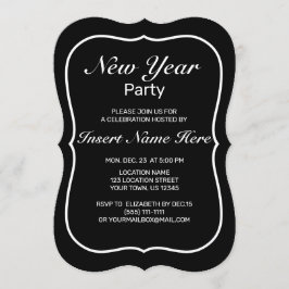 新年のミニマルモダンリスト白黒 招待状
