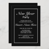 新年のミニマルモダンリスト白黒 招待状 (正面/裏面)