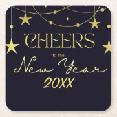 新年のメッセージの星への応援 スクエアペーパーコースター (正面)