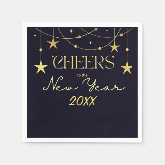 新年のメッセージの星への応援 スタンダードカクテルナプキン (正面)