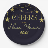 新年のメッセージの星への応援 ペーパープレート (正面)