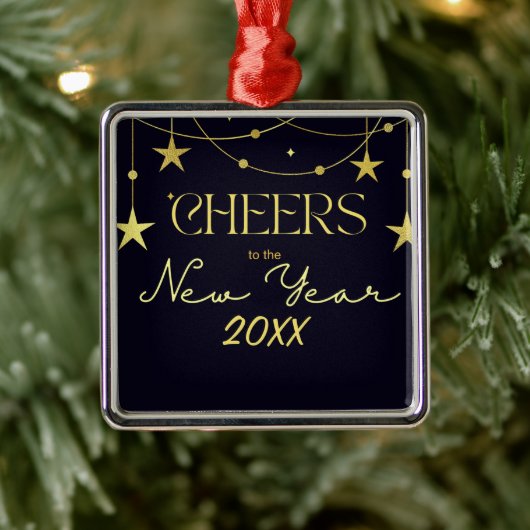 新年のメッセージの星への応援 メタルオーナメント (ツリー)