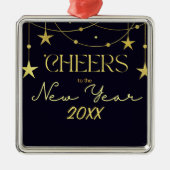 新年のメッセージの星への応援 メタルオーナメント (正面)