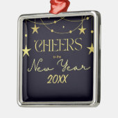 新年のメッセージの星への応援 メタルオーナメント (左)