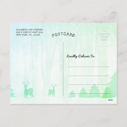 新年のメリークリスマスのヒイラギのリースへの応援 シーズンポストカード (裏面)