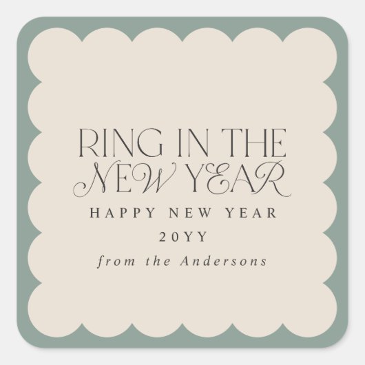 新年のモダンミニマル好意 スクエアシール (正面)