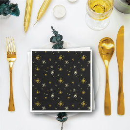 新年のモダン金ゴールドスターバストパタースタイリッシュン スタンダードカクテルナプキン
