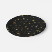新年のモダン金ゴールドスターバストパタースタイリッシュン ペーパープレート (アングル)
