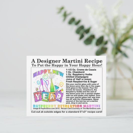 新年のラズベリー解像度マルティーニレシピ ポストカード (スタンド正面)