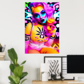 新年のラブサイボーグR-10 Kenゲージレトロウェーブ ポスター (ホームオフィス)