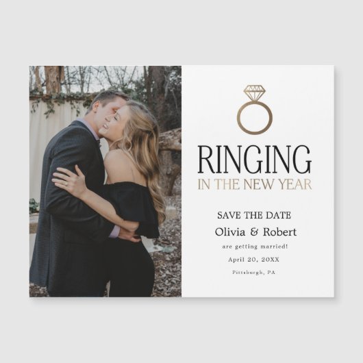 新年のリンギング日付を保存するフォトマグネット (正面)