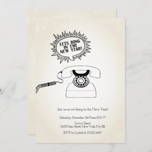 新年のリングや輪、レトロ招待状 招待状 (正面/裏面)