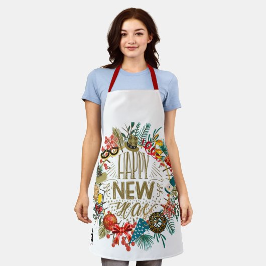 新年のリース エプロン (着用した状態)