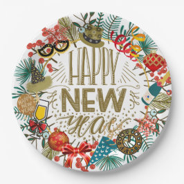 新年のリース ペーパープレート