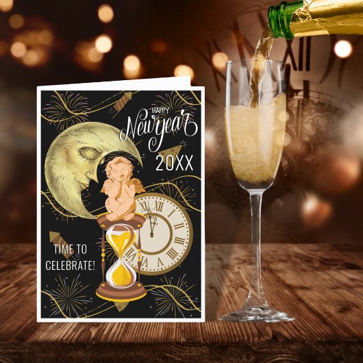 新年のヴィンテージグリーティングカード シーズンカード