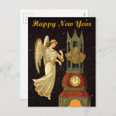 新年のヴィンテージ シーズンポストカード (正面/裏面)