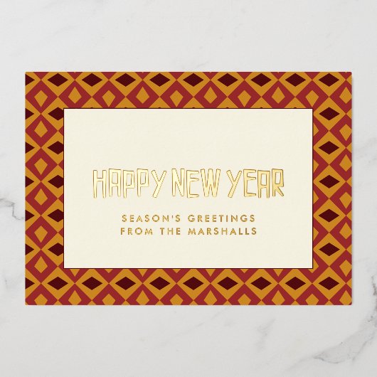 新年の中世紀型の幸せ 箔シーズンカード (正面)