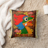 新年の中国のペーパーカットドラゴンウッドグリーン金ゴールド クッション (ブランケット)