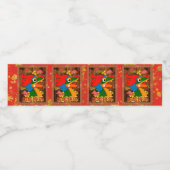 新年の中国のペーパーカットドラゴンウッドレッド金ゴールド ペットボトルラベル (シングルラベル)