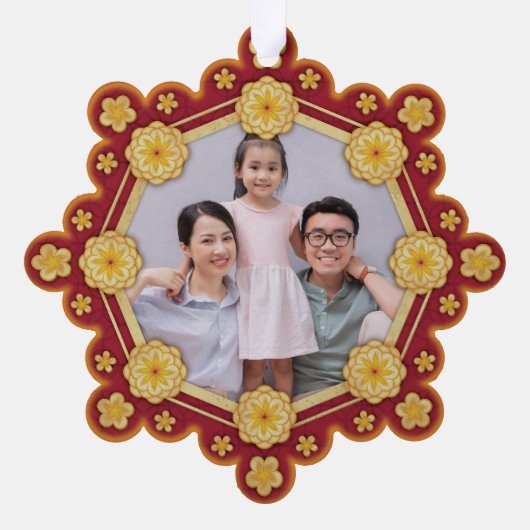 新年の中国のラッキーフラワー:ゴング平脂肪チョイ オーナメントカード (裏面)