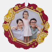 新年の中国の黄金の花：コン平脂肪チョイ オーナメントカード (裏面)