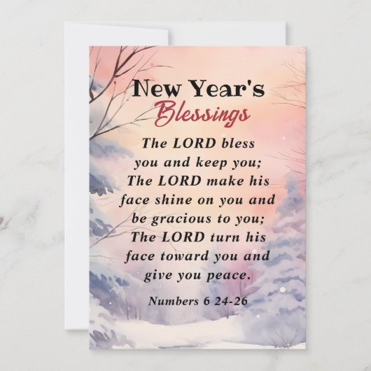 新年の主の祝福をあなたに聖書の一節冬の風景 シーズンカード (正面)