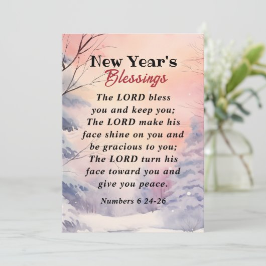 新年の主の祝福をあなたに聖書の一節冬の風景 シーズンカード (スタンド正面)