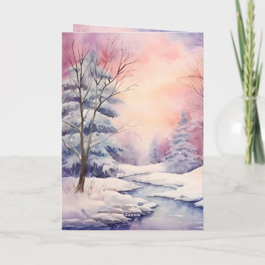 新年の主よ賛美あなた聖句の冬のシーン カード (裏面)