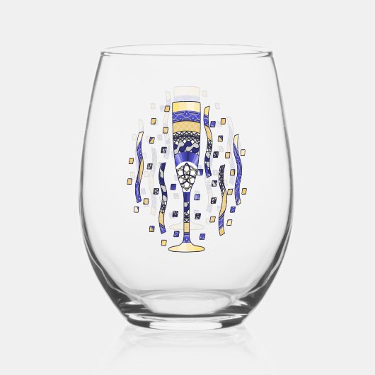 新年の乾杯 ステムなしワイングラス (正面)