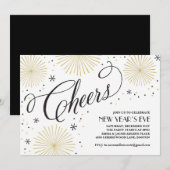 新年の乾杯 新年のパーティー招待状 招待状 (正面/裏面)