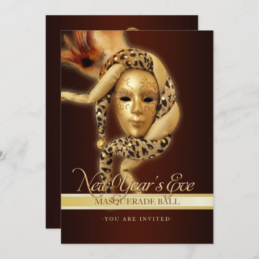 新年の仮装パーティの招待状 招待状 (正面/裏面)